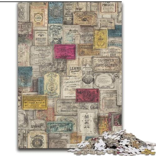 Puzzle für Erwachsene, 1000 Teile, Pariser Briefmarken-Collage, kreatives Familienspiel und Heimdekoration, Teenager, 50x75cm von KAEUVBAOP