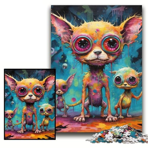 Puzzle für Erwachsene, 1000 Teile, Psychedelischer Chihuahua, 1000 Teile, anspruchsvolles Denkspiel für Teenager, perfekt als Heimdekoration oder Geschenk, Größe 26x38cm Puzzle für Erwachsene, 1000 Teile, Psychedelischer Chihuahua, 1000 Teile, anspruchsvolles Denkspiel für Teenager, perfekt als Heimdekoration oder Geschenk, Größe 26x38cm von KAEUVBAOP