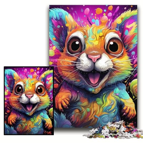 Puzzle für Erwachsene, 1000 Teile, Psychedelisches Eichhörnchen-Puzzle, 1000 Teile, anspruchsvolles Denkspiel für Teenager, perfekt als Heimdekoration oder Geschenk, Größe 26x38cm von KAEUVBAOP