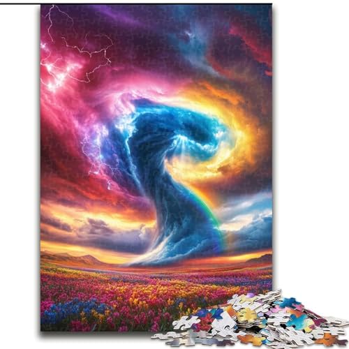 Puzzle für Erwachsene, 1000 Teile, Regenbogen-Tornado-Puzzle, interaktives Familienspiel, DIY-Heimdekoration, Gehirn-Herausforderung, Geschenk, 50x75cm von KAEUVBAOP