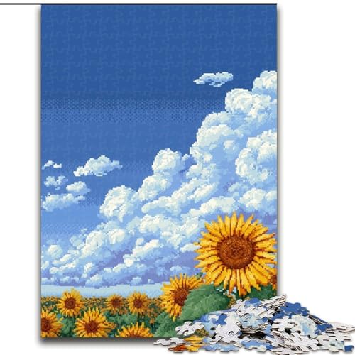 Puzzle für Erwachsene, 1000 Teile, Sonnenblumenfeld-Puzzle, anspruchsvolles Denkspiel, Familienaktivität, Heimdekoration, 50x75cm von KAEUVBAOP