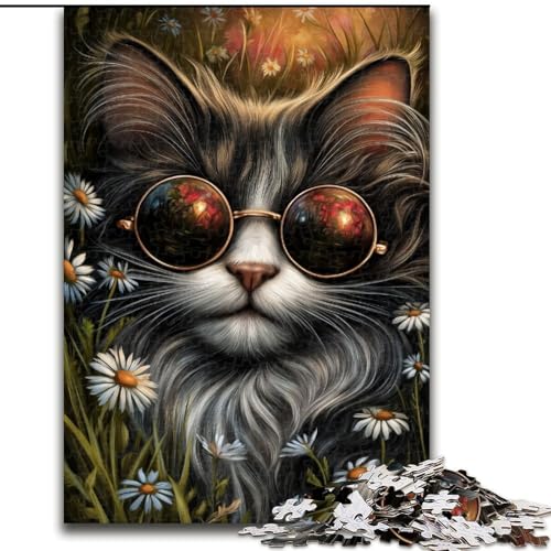 Puzzle für Erwachsene, 1000 Teile, Steampunk-Katzen-Puzzle, anspruchsvolles Denkspiel, Familienaktivität, Heimdekoration, 50x75cm von KAEUVBAOP