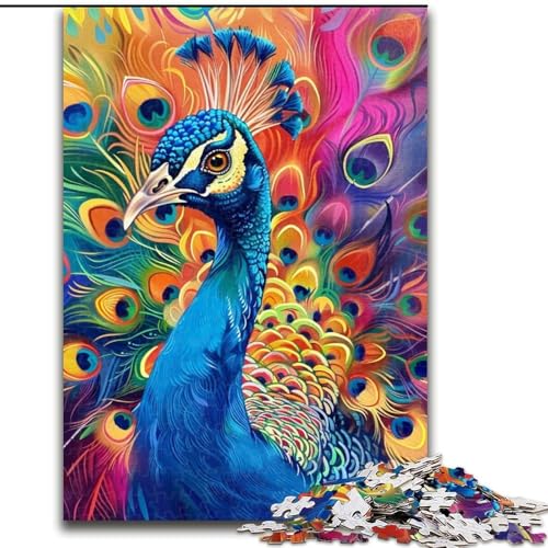 Puzzle für Erwachsene, 1000 Teile, Tier-Pfau, aus Holz, Kinder ab 14 Jahren, 50x75cm, Familienspaß, Gehirn-Herausforderung, Teenager von KAEUVBAOP