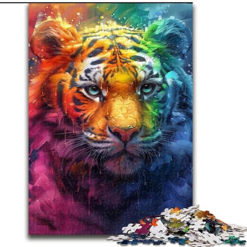 Puzzle für Erwachsene, 1000 Teile, Tiger-Ölgemälde, Puzzle, Spiel für Erwachsene, Geschenk, Familien-Interaktives Spiel, Gehirn-Herausforderung, Geschenk, 50x75cm von KAEUVBAOP