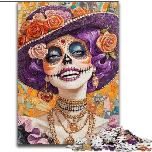 Puzzle für Erwachsene, 1000 Teile, Totenkopf-Mädchen-Puzzle im mexikanischen Stil, anspruchsvolles Denkspiel, Familienaktivität, Heimdekoration, 50x75cm von KAEUVBAOP