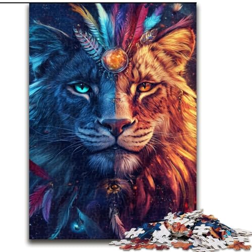 Puzzle für Erwachsene, 1000 Teile, Wild Lion Cat Puzzle, interaktives Familienspiel, DIY-Heimdekoration, Gehirn-Herausforderung, Geschenk, 50x75cm von KAEUVBAOP