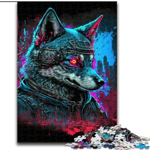 Puzzle für Erwachsene, 1000 Teile, Wolf-Neon, aus Holz, Geschenk, DIY-Spaß, geeignet für die Dekoration von Zuhause, Wohnzimmer, Büro, 50x75cm, für interaktives Familienspiel von KAEUVBAOP