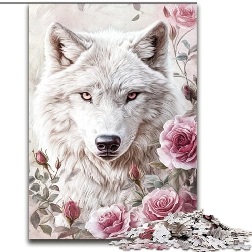Puzzle für Erwachsene, 1000 Teile, Wolf Rose Puzzle, Spiel für Erwachsene, Geschenk, Familien-Interaktives Spiel, Gehirn-Herausforderung, Geschenk, 50x75cm von KAEUVBAOP