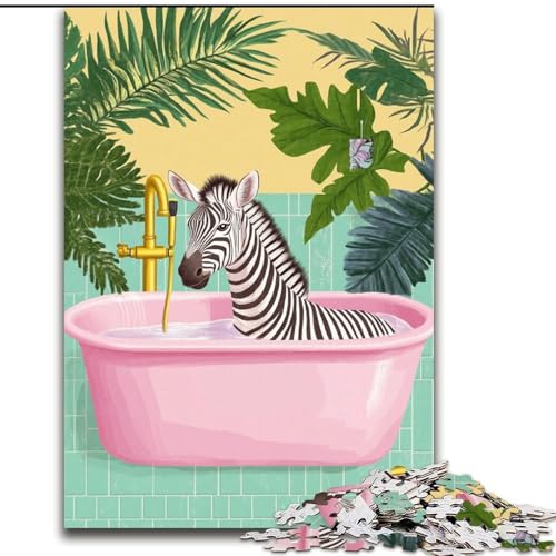 Puzzle für Erwachsene, 1000 Teile, Zebra in der Badewanne, anspruchsvolles Denkspiel, Familienaktivität, Heimdekoration, 50x75cm von KAEUVBAOP