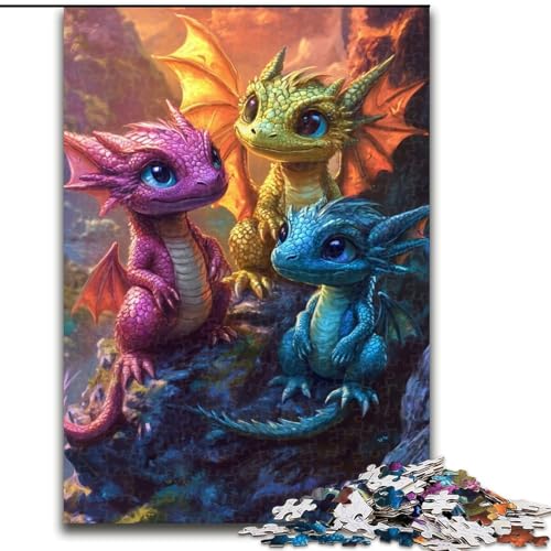 Puzzle für Erwachsene, 1000 Teile, Zwei Baby-Drachen, anspruchsvolles Denkspiel, Familienaktivität, Heimdekoration, 50x75cm von KAEUVBAOP