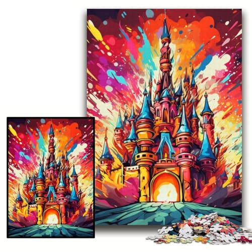 Puzzle für Erwachsene, 1000 Teile, buntes Schloss, 1000-teiliges Puzzle, anspruchsvolles Denkspiel für Teenager, Spaß für den Spieleabend mit der Familie, Größe 26x38cm von KAEUVBAOP