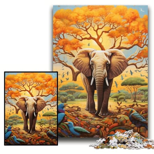 Puzzle für Erwachsene, 1000 Teile, farbenfrohes Elefanten-Puzzle, 1000 Teile, anspruchsvolles Denkspiel für Teenager, perfekt als Heimdekoration oder Geschenk, Größe 26x38cm von KAEUVBAOP
