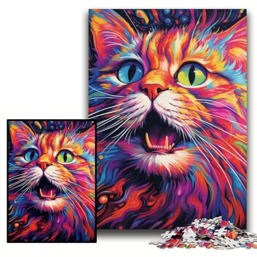 Puzzle für Erwachsene, 1000 Teile, farbenfrohes Katzen-Kunst-Puzzle für Erwachsene, 1000-teiliges Familienaktivitätsspiel für Teenager, DIY-Heimdekoration, Denksportaufgabe, Geschenk, Größe 26x38cm Puzzle für Erwachsene, 1000 Teile, farbenfrohes Katzen-Kunst-Puzzle für Erwachsene, 1000-teiliges Familienaktivitätsspiel für Teenager, DIY-Heimdekoration, Denksportaufgabe, Geschenk, Größe 26x38cm von KAEUVBAOP