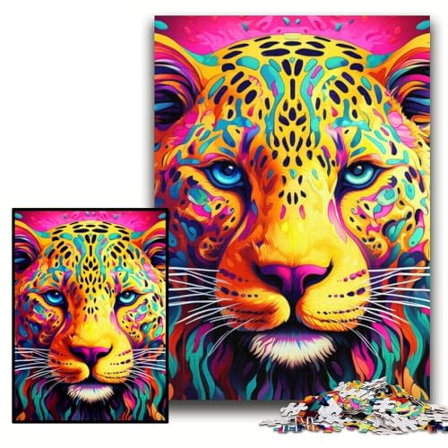 Puzzle für Erwachsene, 1000 Teile, gelb-rosa Leoparden-Puzzle aus Karton, Größe 26x38cm, Denkspiel für Teenager und Familieninteraktion Puzzle für Erwachsene, 1000 Teile, gelb-rosa Leoparden-Puzzle aus Karton, Größe 26x38cm, Denkspiel für Teenager und Familieninteraktion von KAEUVBAOP