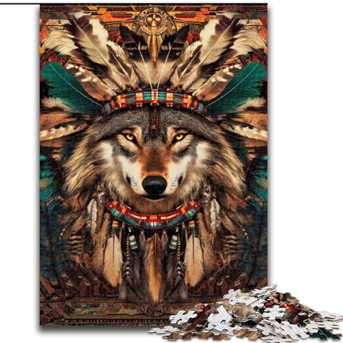 Puzzle für Erwachsene, 1000 Teile, indischer Wolf, Puzzle, Spiel für Erwachsene, Geschenk, Familien-Interaktives Spiel, Gehirn-Herausforderung, Geschenk, 50x75cm von KAEUVBAOP