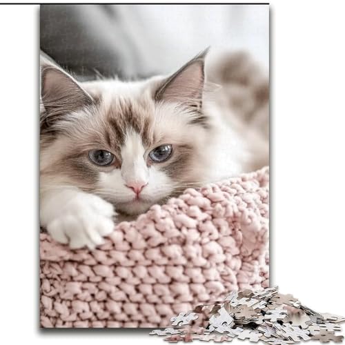Puzzle für Erwachsene, 1000 Teile, schlafende Katze, Puzzle, Spiel für Erwachsene, Geschenk, Familien-Interaktives Spiel, Gehirn-Herausforderung, Geschenk, 50x75cm von KAEUVBAOP