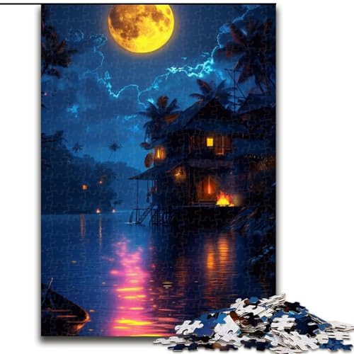 Puzzle für Erwachsene, 1000 Teile, schönes Haus am See, aus Holz, EIN tolles Geschenk für Familienspaß, 50x75cm, Lernspielzeug für Teenager, Dekoration für das Homeoffice von KAEUVBAOP