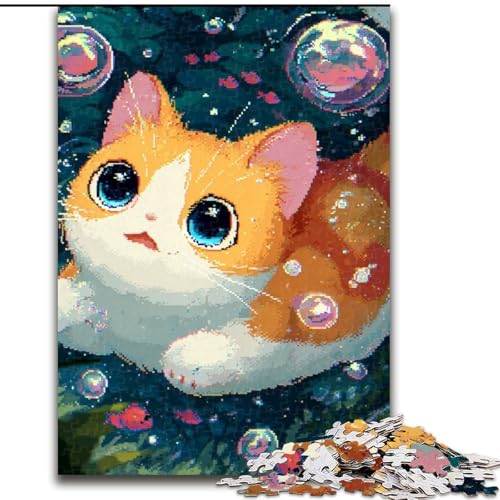 Puzzle für Erwachsene, 1000 Teile, schwimmende Katze, Puzzle, Spiel für Erwachsene, Geschenk, Familien-Interaktives Spiel, Gehirn-Herausforderung, Geschenk, 50x75cm von KAEUVBAOP