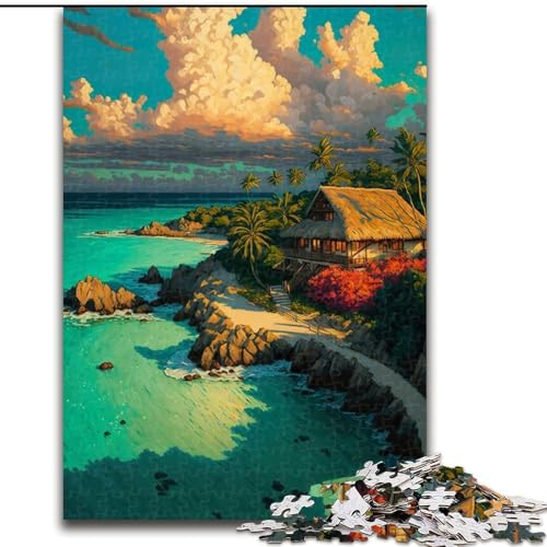Puzzle für Erwachsene, 1000 Teile, tropischer Strand, aus Holz, Kinder ab 14 Jahren, 50x75cm, Familienspaß, Herausforderung für das Gehirn, Teenager von KAEUVBAOP