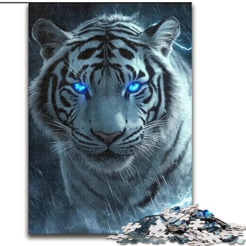 Puzzle für Erwachsene, 1000 Teile, weißer Tiger, Puzzle, Spiel für Erwachsene, Geschenk, Familien-Interaktives Spiel, Gehirn-Herausforderung, Geschenk, 50x75cm von KAEUVBAOP