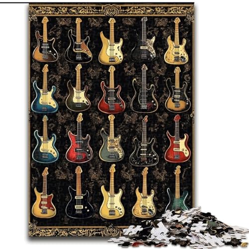 Puzzle für Erwachsene, 1000-teiliges Gitarren-Sammlungspuzzle für Teenager und Familien, perfekte DIY-Dekoration und knifflige Herausforderung, 50x75cm von KAEUVBAOP