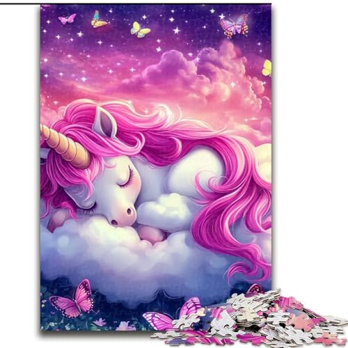 Puzzle für Erwachsene, 1000-teiliges Puzzle mit schlafendem Einhorn, anspruchsvolles Denkspiel, Familienaktivität, Heimdekoration, 50x75cm von KAEUVBAOP