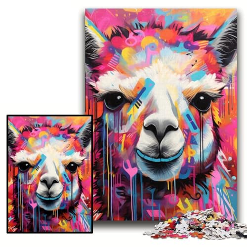 Puzzle mit 1000 Teilen, Alpaka, anspruchsvolles Puzzle, anspruchsvolles Denkspiel für Teenager, Spaß für den Familienspielabend, Größe 26x38cm von KAEUVBAOP