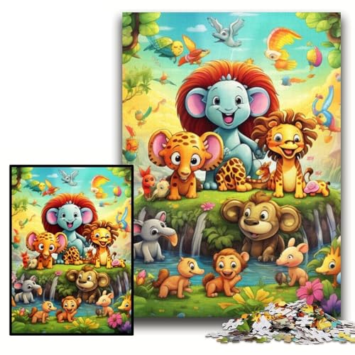 Puzzles aus Pappe mit 1000 Teilen aus der Tierwelt. Perfekt für Familienspaß, Partyspiele, Gastgeschenke für Geburtstagspartys. Größe 26x38cm. von KAEUVBAOP