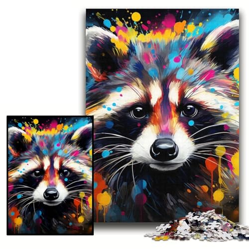 Puzzles für 1000 Teile, Art Raccoon, 1000-teiliges Puzzle für Erwachsene, bunt, lustig, herausfordernd und knifflig, Größe 26x38cm Puzzles für 1000 Teile, Art Raccoon, 1000-teiliges Puzzle für Erwachsene, bunt, lustig, herausfordernd und knifflig, Größe 26x38cm von KAEUVBAOP