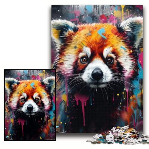 Red Panda Art Graffiti-Puzzles für Erwachsene, 1000-teiliges unmögliches Puzzle für Erwachsene, DIY-Kunstdekor, Größe 26x38cm von KAEUVBAOP