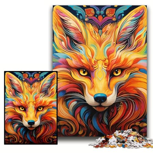 Yellow Fox Puzzle 1000 Teile für Erwachsene, Puzzles für Erwachsene, Familienaktivität, DIY-Heimdekoration, Größe 26x38cm von KAEUVBAOP