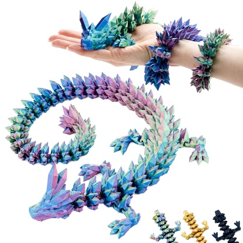 3D Drache – Drachenskulptur 60 cm | Magischer Drache in Blau-Grün-Violett | Bewegliche Figur für Kinder, Sammler & Fantasy-Fans (Blau-Grün-Violett) von KAHAUS