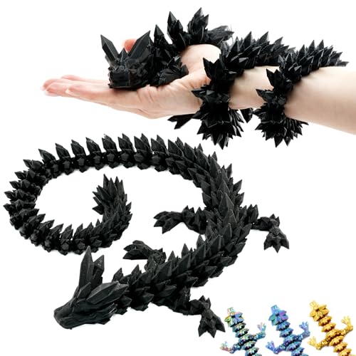3D Drache – Drachenskulptur 60 cm | Magischer Drache in Schwarz | Bewegliche Figur für Kinder, Sammler & Fantasy-Fans (Schwarz) von KAHAUS