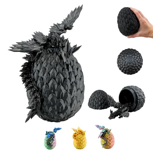 3D Drache im Ei – Drachenei mit Drache 23 cm Figur | 12 cm Großes Ei | Schlüpfender Überraschungsdrache in Schwarz mit Blumenmuster | Bewegliches Fantasy Spielzeug & Sammelfigur für Kinder 3D Drache im Ei – Drachenei mit Drache 23 cm Figur | 12 cm Großes Ei | Schlüpfender Überraschungsdrache in Schwarz mit Blumenmuster | Bewegliches Fantasy Spielzeug & Sammelfigur für Kinder von KAHAUS