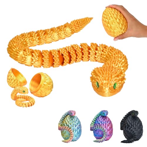 3D-Schlange im Ei | 27 cm Schlange in 10 cm Ei | Gold | Überraschungsfigur & Geschenk für Kinder von KAHAUS