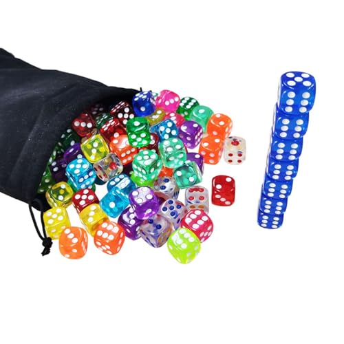 KAHDGSS 100 Pcs 14mm Sechs Sided Dices Acryl Dices Colored Game Dices Brettspiel Würfel Für Klassenzimmer Und Partyspielversorgung von KAHDGSS
