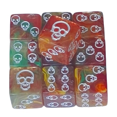 10pcs Acrylschädel Muster Rollenspiele Tischspiel Dices Sechsseitig Dices Round Corner Dices Mahjong Accessoires von KAHDGSS