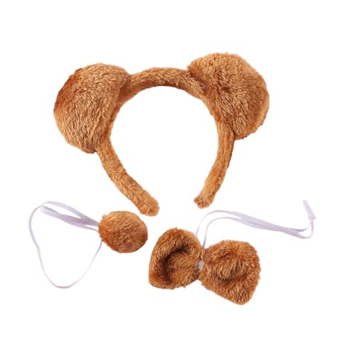 Bären-Cosplay-Zubehör, Schwanz, Ohr, Stirnband, Fliege, Halloween-Kostüm für Damen, Kinder, Erwachsene, Weihnachten, Cosplay, Kinder-Kostüm-Zubehör von KAHDGSS
