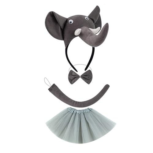 Elefanten-Kostüm-Set, Elefantenohren, Stirnband, Fliege, Schwanz, Tutus, Rock, Handschuhe, Kinder, Mädchen, Halloween, Cosplay, Party-Kostüm Elefanten-Kostüm-Set, Elefantenohren, Stirnband, Fliege, Schwanz, Tutus, Rock, Handschuhe, Kinder, Mädchen, Halloween, Cosplay, Party-Kostüm von KAHDGSS