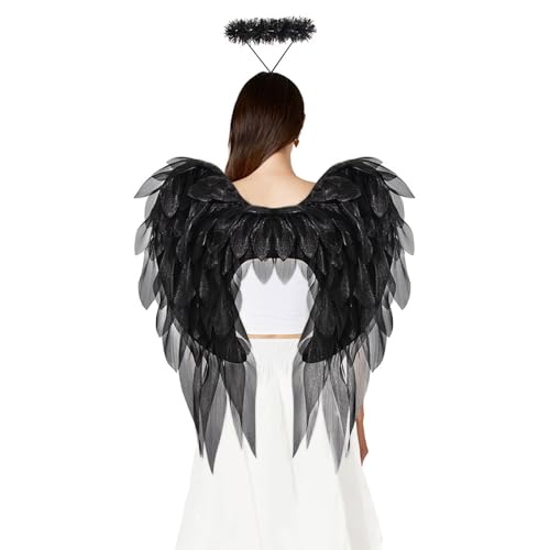 KAHDGSS 1/2pcs Angel Wing Und Halos Stirnband Set Kinder Erwachsene Fairys Kostüme Für Halloween Weihnachtsfeier Fancy Cosplay Kostümzubehör von KAHDGSS