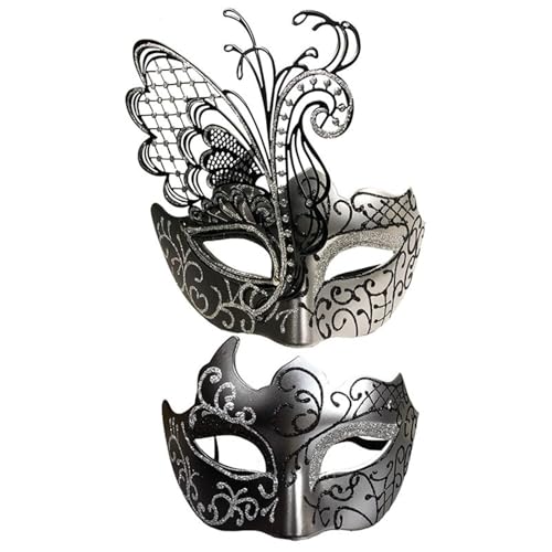 KAHDGSS 2pcs Glitzer Maskerade Gesichtsabdeckung Maskerade Eyemask Halbe Gesichtsbedeckung Schmetterling Eyemask Für Männer Frauen Halloween Cosplay Metal Butterfly Maske KAHDGSS 2pcs Glitzer Maskerade Gesichtsabdeckung Maskerade Eyemask Halbe Gesichtsbedeckung Schmetterling Eyemask Für Männer Frauen Halloween Cosplay Metal Butterfly Maske von KAHDGSS