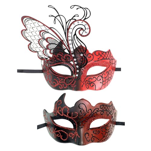 KAHDGSS 2pcs Glitzer Maskerade Gesichtsabdeckung Maskerade Eyemask Halbe Gesichtsbedeckung Schmetterling Eyemask Für Männer Frauen Halloween Cosplay Metal Butterfly Maske von KAHDGSS