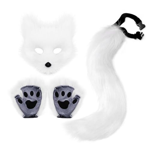 KAHDGSS 3pcs Halloween Foxes Cosplay Set Einschließlich Plüschfüchsen Maske Schwanzhandschuhe Tierkleid Kostüm Für Kid Adult Cosplay KAHDGSS 3pcs Halloween Foxes Cosplay Set Einschließlich Plüschfüchsen Maske Schwanzhandschuhe Tierkleid Kostüm Für Kid Adult Cosplay von KAHDGSS