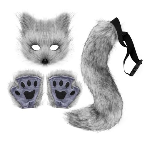 KAHDGSS 3pcs Halloween Foxes Cosplay Set Einschließlich Plüschfüchsen Maske Schwanzhandschuhe Tierkleid Kostüm Für Kid Adult Cosplay KAHDGSS 3pcs Halloween Foxes Cosplay Set Einschließlich Plüschfüchsen Maske Schwanzhandschuhe Tierkleid Kostüm Für Kid Adult Cosplay von KAHDGSS