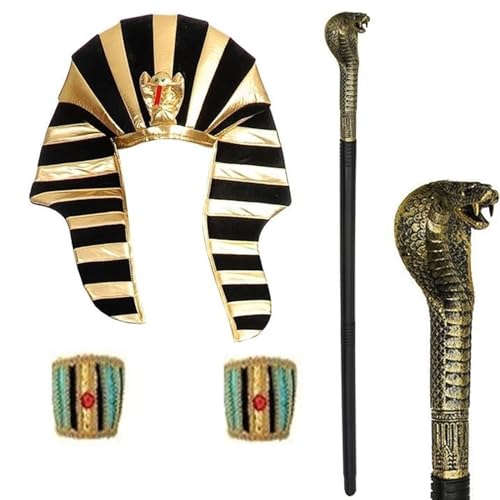 KAHDGSS Ägyptisches Kostüm, Schlangenperlen, Prinzessinnen-Stirnbänder, Gürtel, Halsbänder, Halsband für Damen, Herren, ägyptisches Halloween von KAHDGSS