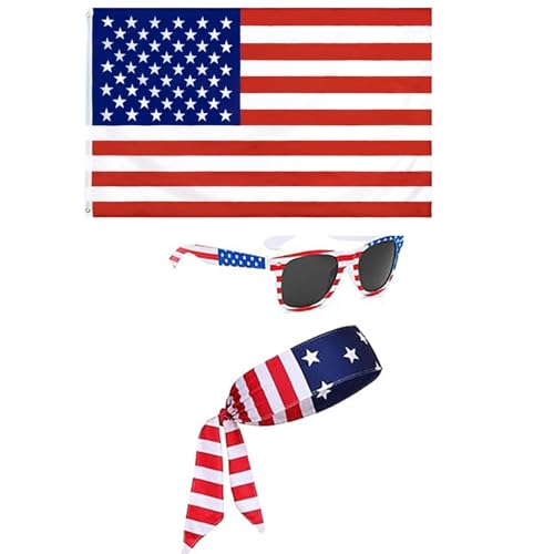 KAHDGSS America National Day Outfit Unisex Adult Cape Costume Brille Kopfschalhut Für Festivalfeier von KAHDGSS