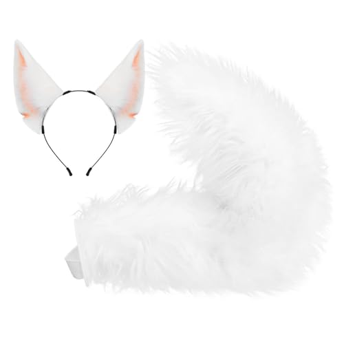 KAHDGSS Animal Cosplay Kostüm Fauxs Pelze Wolf Katzen Füchse Fuzzy Tail Cats Ohren Stirnbänder Halloween Party Kostümzubehör von KAHDGSS