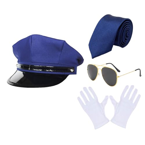 KAHDGSS Chauffeur Kostüm Zubehör Set Neuheit Schwarz Chauffeur Hut Brille für Erwachsene Cosplay Party Nacht Mottoparty KAHDGSS Chauffeur Kostüm Zubehör Set Neuheit Schwarz Chauffeur Hut Brille für Erwachsene Cosplay Party Nacht Mottoparty von KAHDGSS