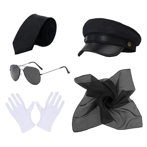 KAHDGSS Chauffeur Kostüm Zubehör Set Neuheit Schwarz Chauffeur Hut Brille für Erwachsene Cosplay Party Nacht Mottoparty KAHDGSS Chauffeur Kostüm Zubehör Set Neuheit Schwarz Chauffeur Hut Brille für Erwachsene Cosplay Party Nacht Mottoparty von KAHDGSS