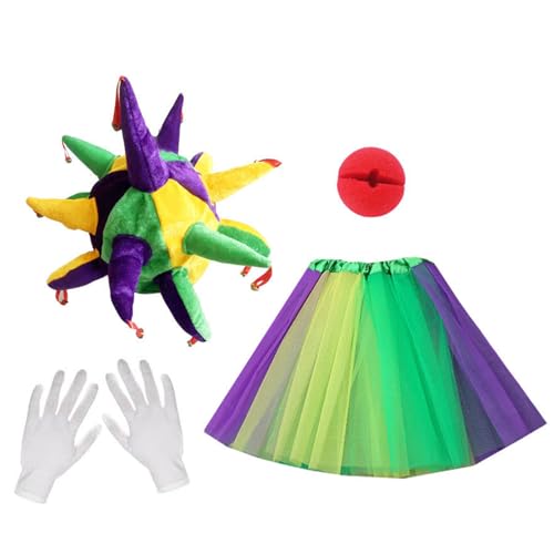 KAHDGSS Clown Kostümzubehör Nase Stirnbandrock Und Handschuh Für Frauen Girl Halloween Cosplay Partys Zirkus Clown Outfit von KAHDGSS